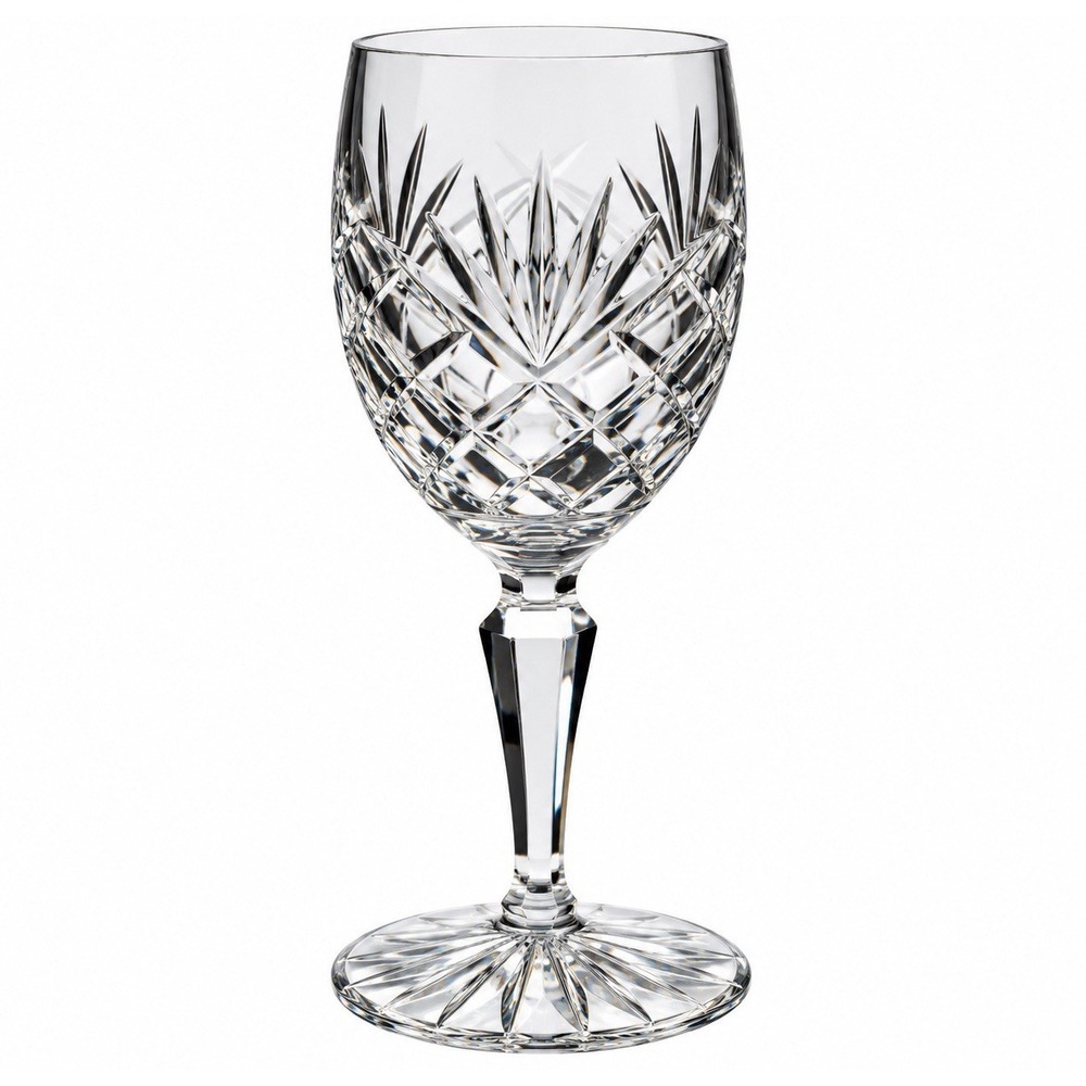 Galway Crystal Ashford Cut Base Water Goblet 8” Irish Crystal Stemware